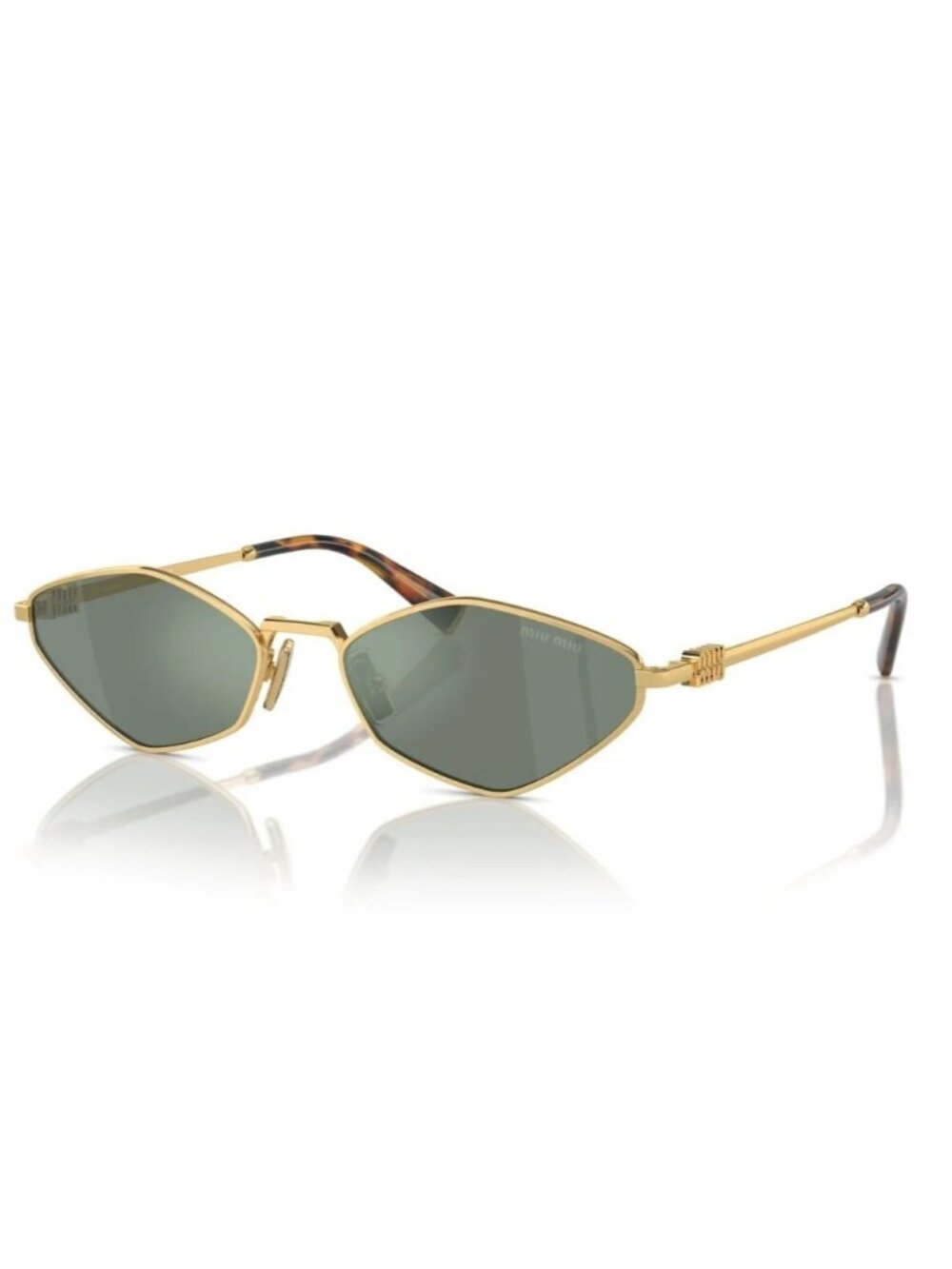 NEW MIU MIU SUNGLASSES, GOLD/GREEN MU56ZS 5AK04M WOMEN MU 56ZS, SMU 56Z EYEWEAR